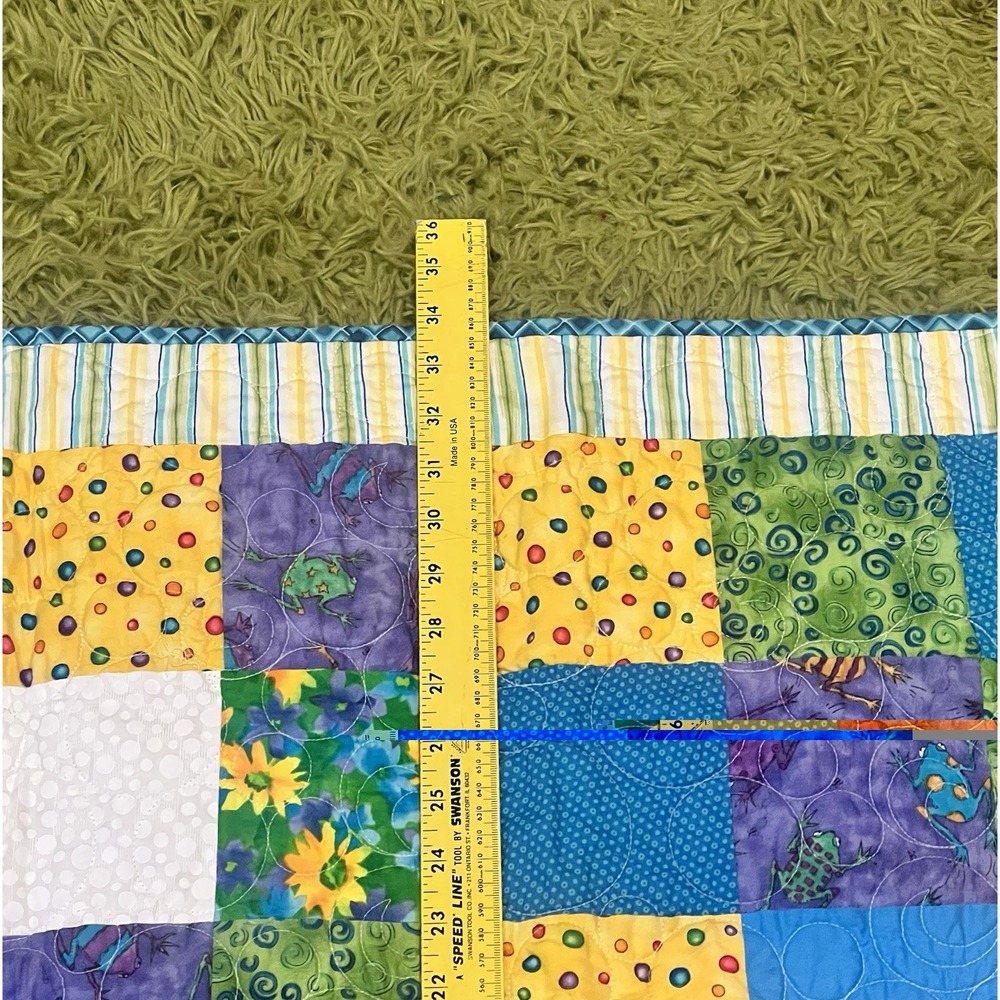 VTG Delta Quilters Guild Quilted Baby Blanket Handmade 1980's Patchwork - Picture 3 of 5